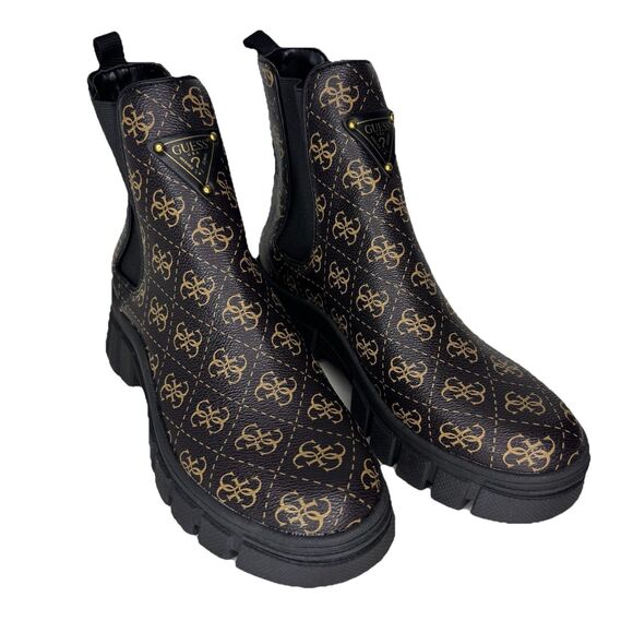 GUESS Women's Hestia Brown Logo Ankle Boot Platform Shoes - Size 8.5 M - Picture 4 of 15